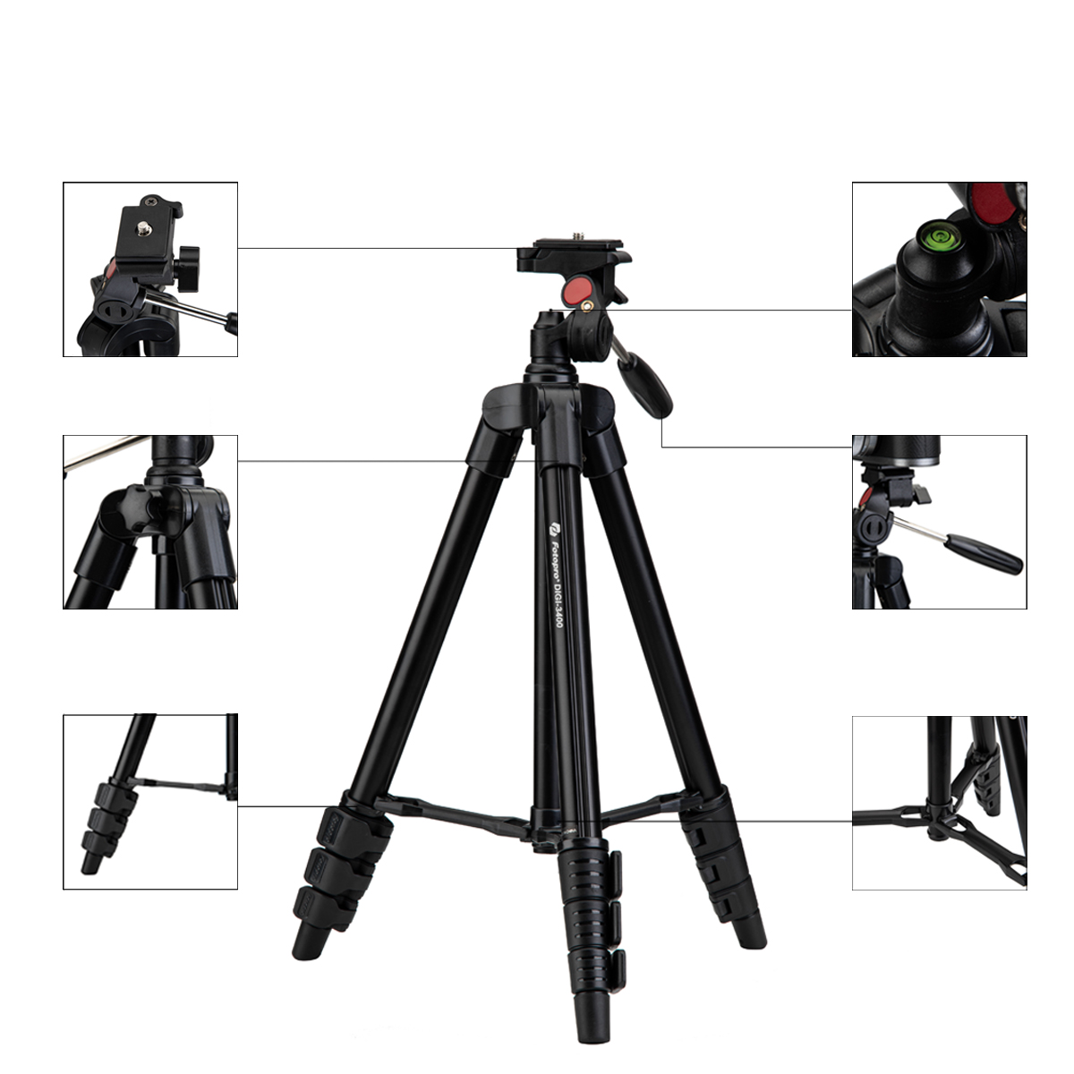 Fotopro Lightweight Movable Outdoor Flexible Video Aluminum Tripod Stand for Camera