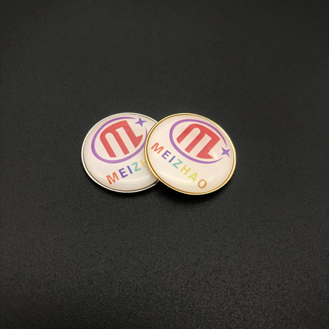 25mm Custom logo Cheap High Quality Printing Epoxy Dome Golf Accessaries Metal Bulk Ball Golf Marker