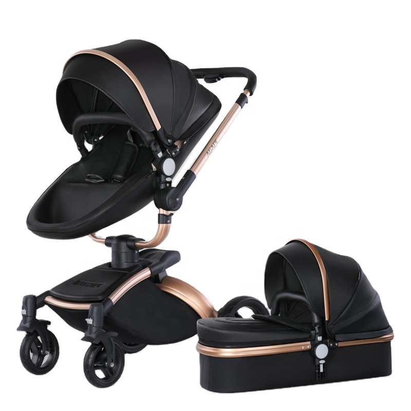 Стиль, экокожа (полиуретан), кожаная детская коляска Travel System и люлька 2 в 1 портативный детская коляска для младенца 88*52*43 см для ухода за ребенком для мам, размер от 0 до 36 месяцев Детские коляски