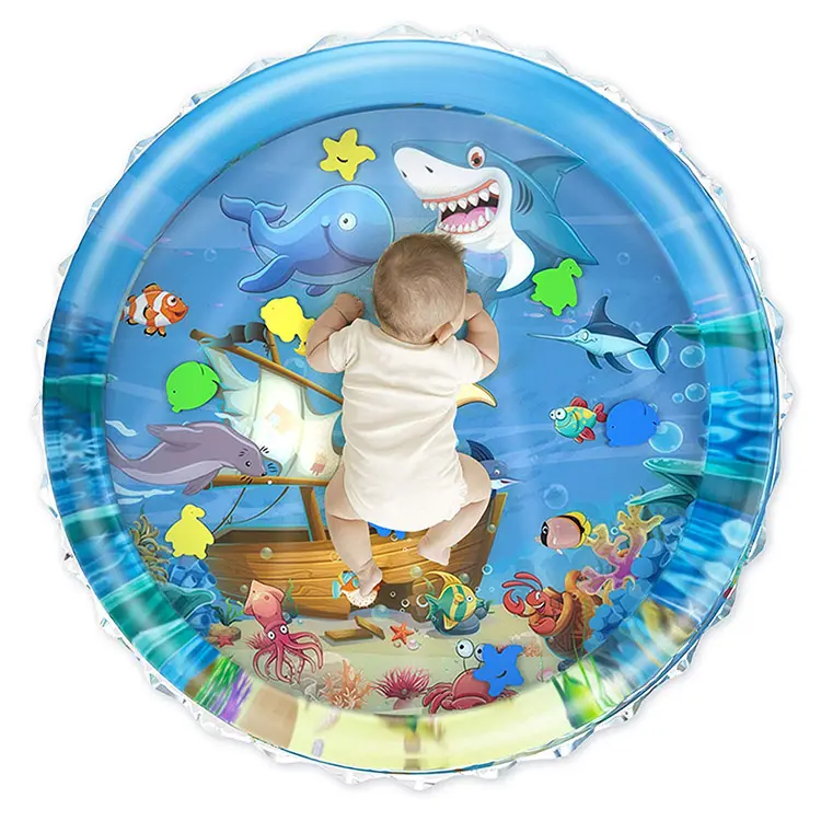 2021 Amazon hot selling Tummy Time Baby Water Mat Baby Toddler Girl Inflatable Play Mat Floating Tummy Time Toys