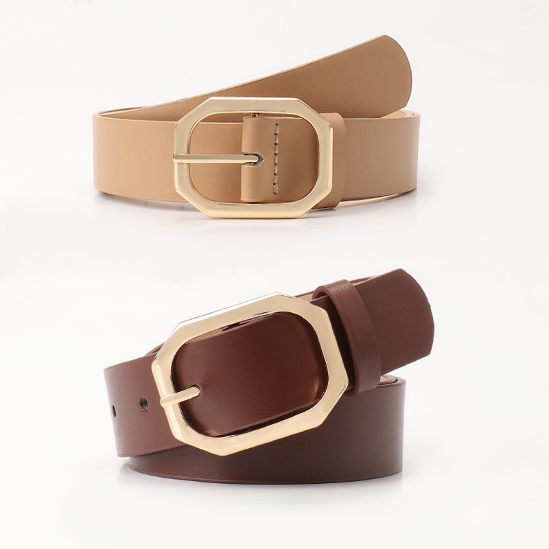 New Classic Women's PU Belt with Simple Atmosphere Decorative Square Buckle All-Matching Features