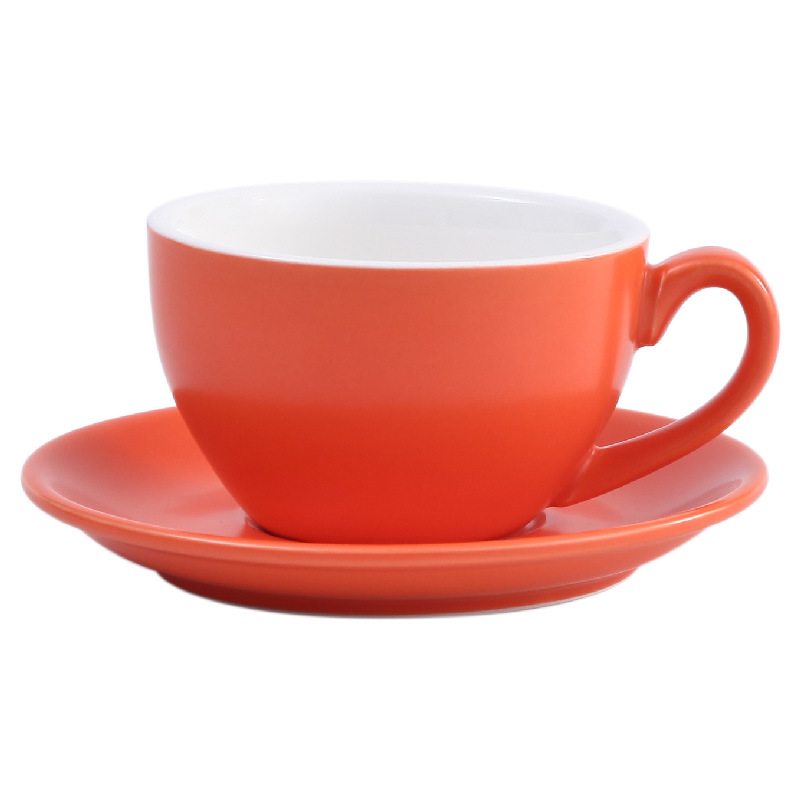 Ceramic Latte Art Cup and Saucer for Latte & Cappuccino & Double Espresso, Mate for Coffee Shop and Barista