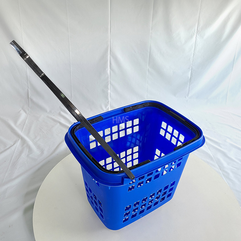 80L Capacity Shop Baskets Large Plastic Shopping Basket With Wheel