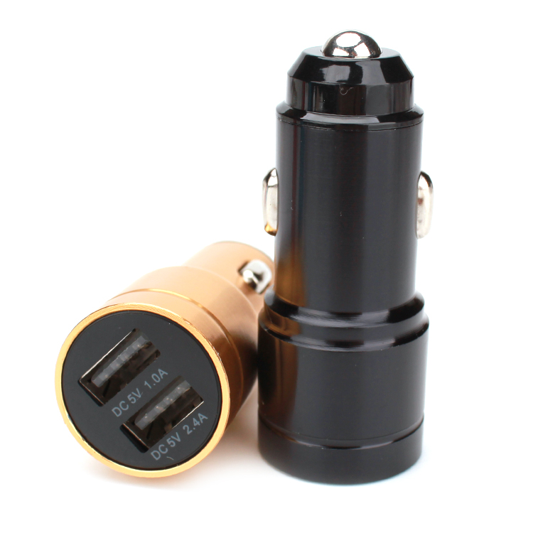 Оптовая продажа алюминиевый сплав 2 USB порта 5V 2.4A Быстрая зарядка телефон автомобильное зарядное устройство беспроводной адаптер