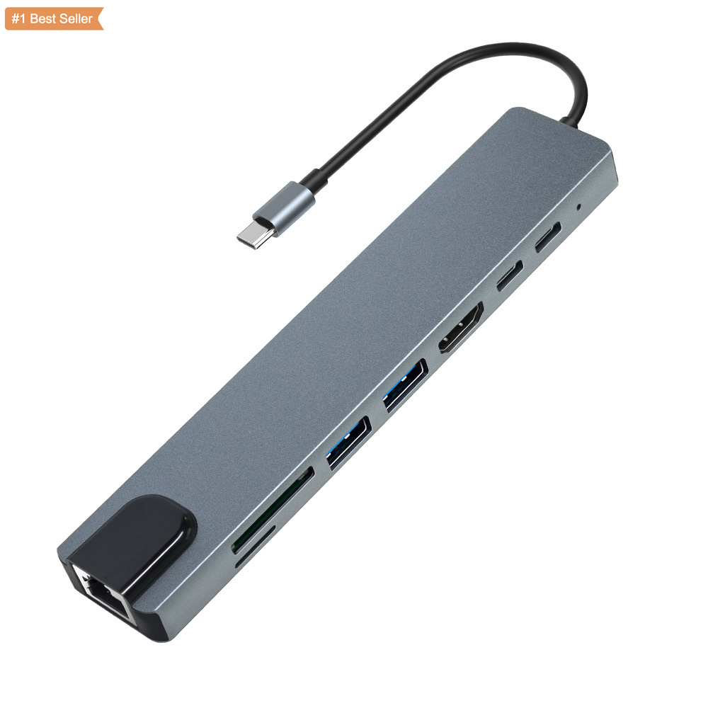 8 w 1 rodzaj USB C Hub, aby RJ45 czytnik kart PD szybkie ladowanie wielofunkcyjny Adapter USB 3.0 4K HDMI SD/TD Universal HDMI