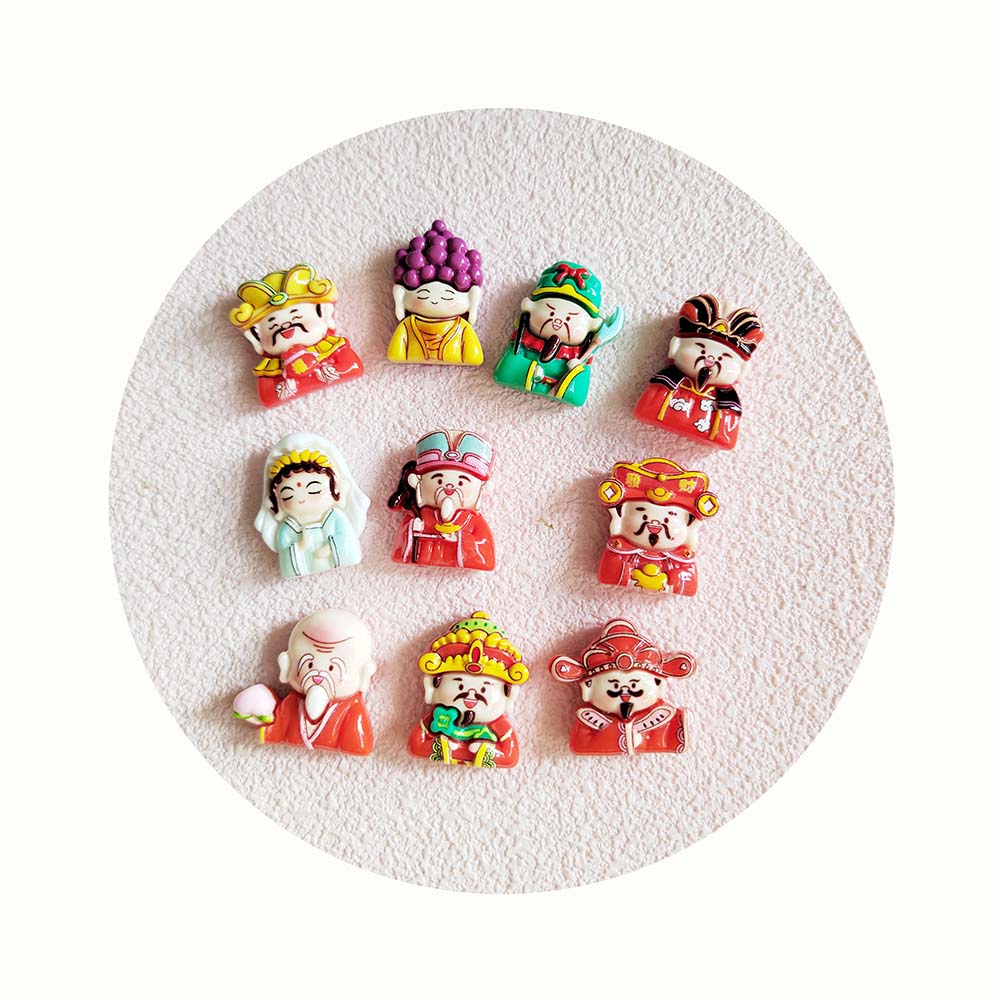 Lucky Figures The God of Wealth Chinese Mythological Figures Resin Charms DIY Embellishments For Scrapbooking Decor