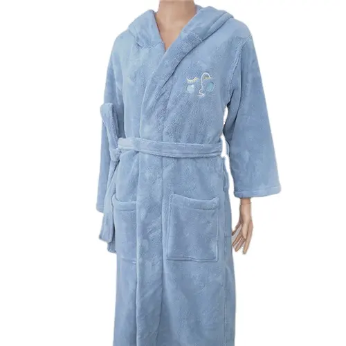 Thicken Bath Wear Luxury Coral Fleece Bathrobe Skin-friendly Night Dress Fluffy Night-robe For Home Hotel
