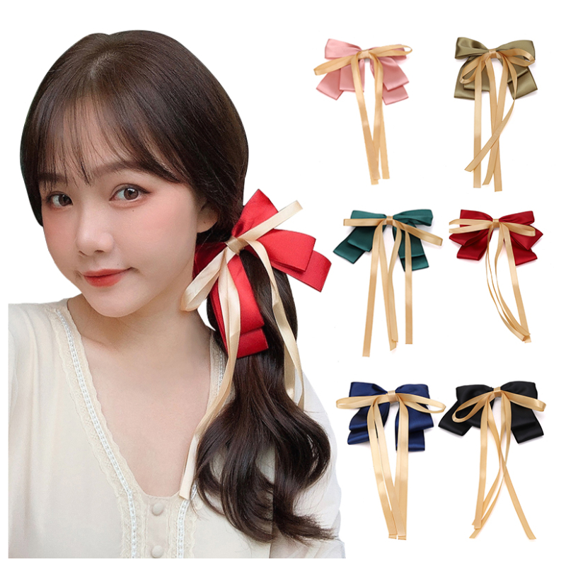 Fashion Butterfly Big Bow Hairpins Satin Ribbon Tail Designers Hair Clips
