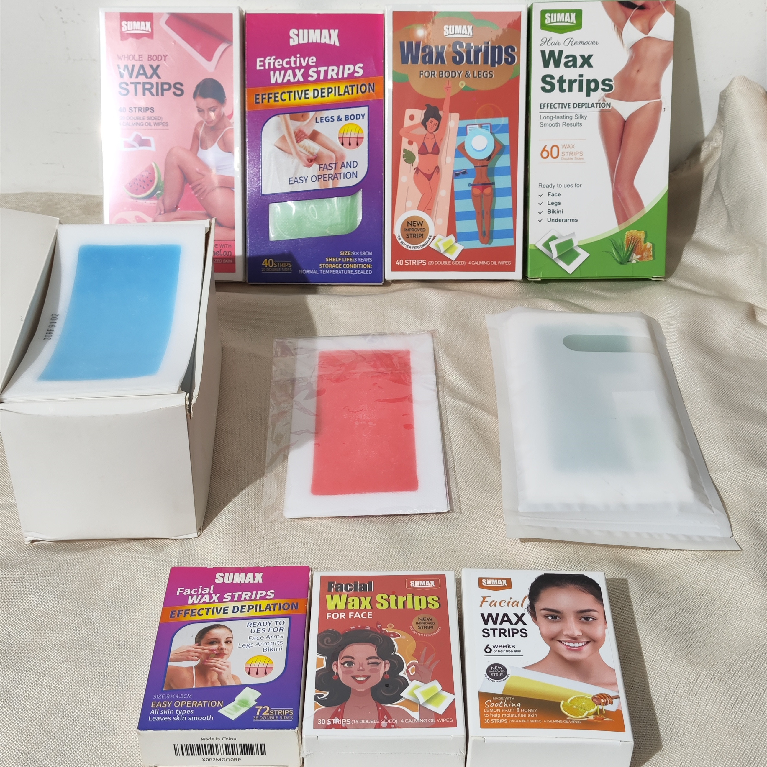 FDA ISO hair removal wax strips 9*18 cm hair removal waxing paper OEM Custom full body wax strips