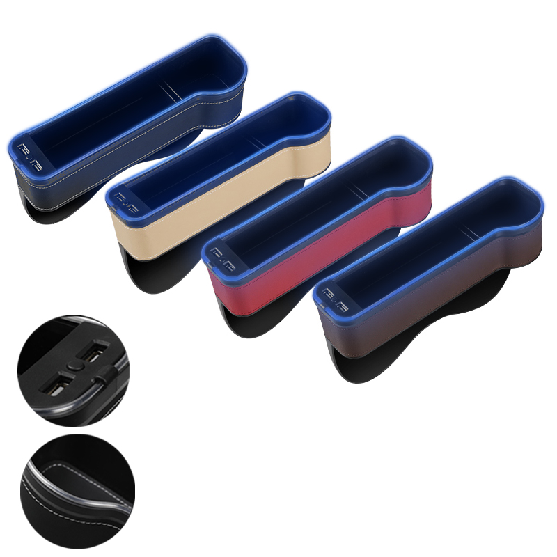 Usb зарядный порт автокресло щелевая коробка для хранения Организатор Gap карманный светодиодный свет автокресло коробка средства ухода для автомобиля, автомобильные аксессуары