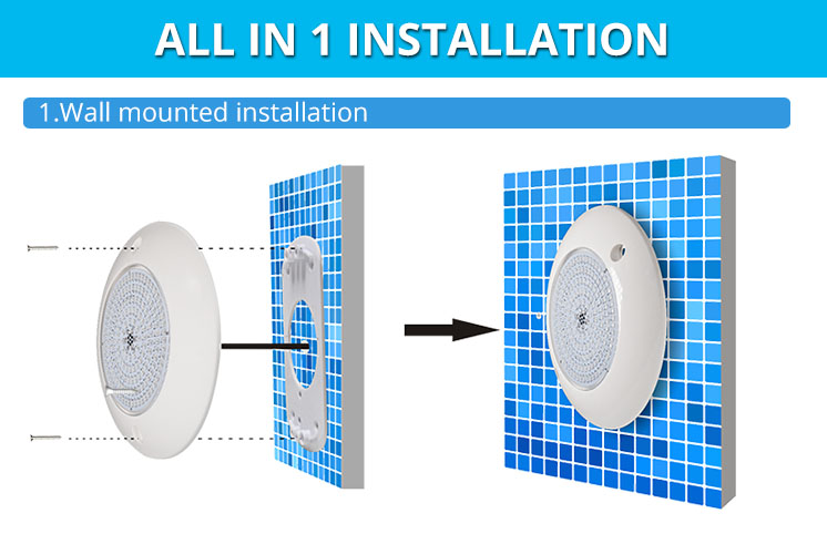 HOTOOK Patented Resin Filled LED 12Volt Remote Controlled Wall Moutned Underwater RGB Swimming Pool Light