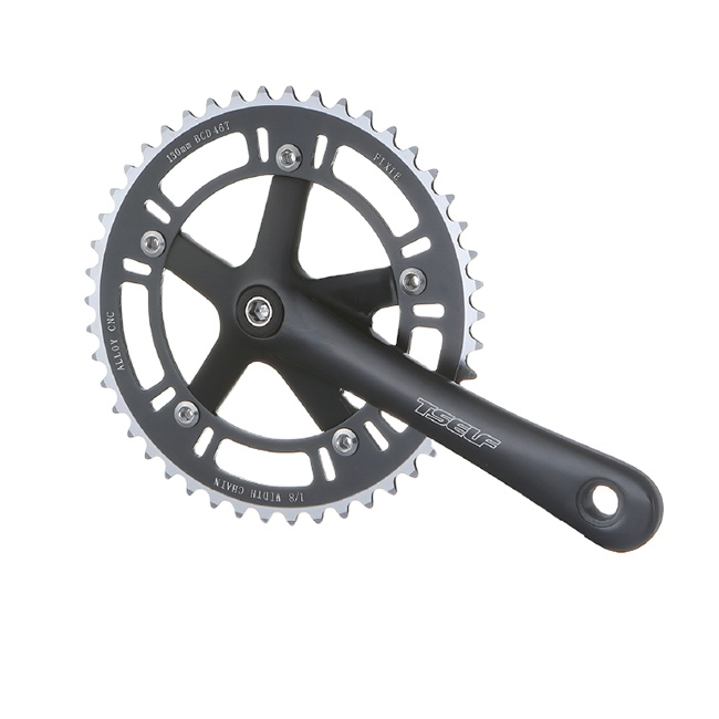 Bicycle crankset Cr-Mo Spindle 2pcs 44 to 49T Single Chain ring Chain Wheel Crankset