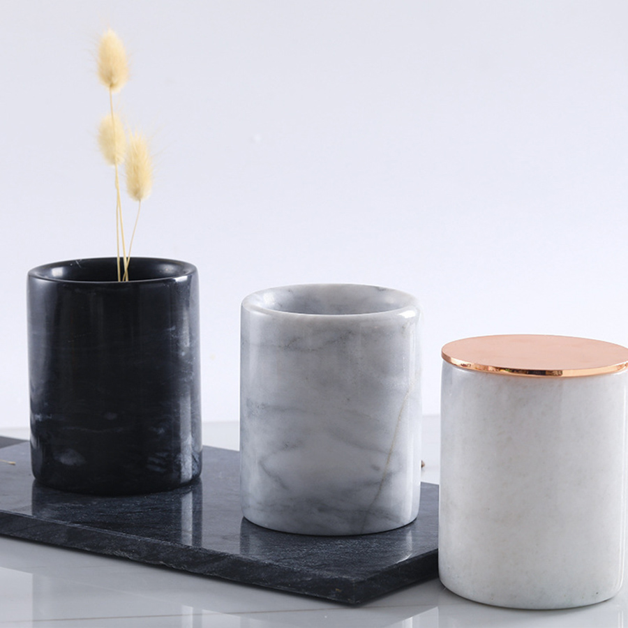 wholesale unique decorative black marble candle vessels home decor empty candle jar for candle making