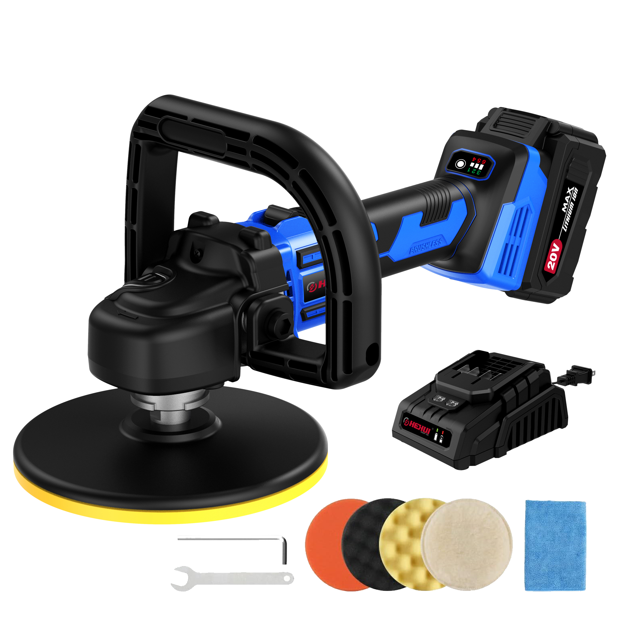 Hehui 20V High Power Adjustable Rotary Electric Orbital Car Polisher Floor Waxing&Glazing Tool Multifunctional Polishing Machine