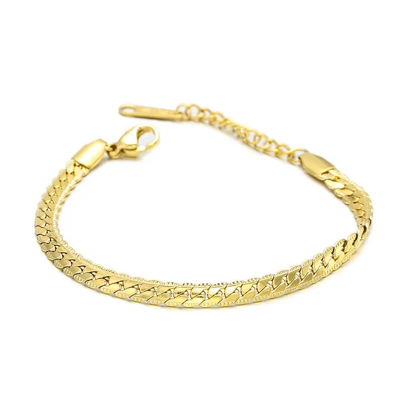 IPG14K Chunky Cuban Minimalist Woman Gold Filled Bracelet 18k,Gold Jewelry 18k Bracelet,Chain Bracelet 18k Gold