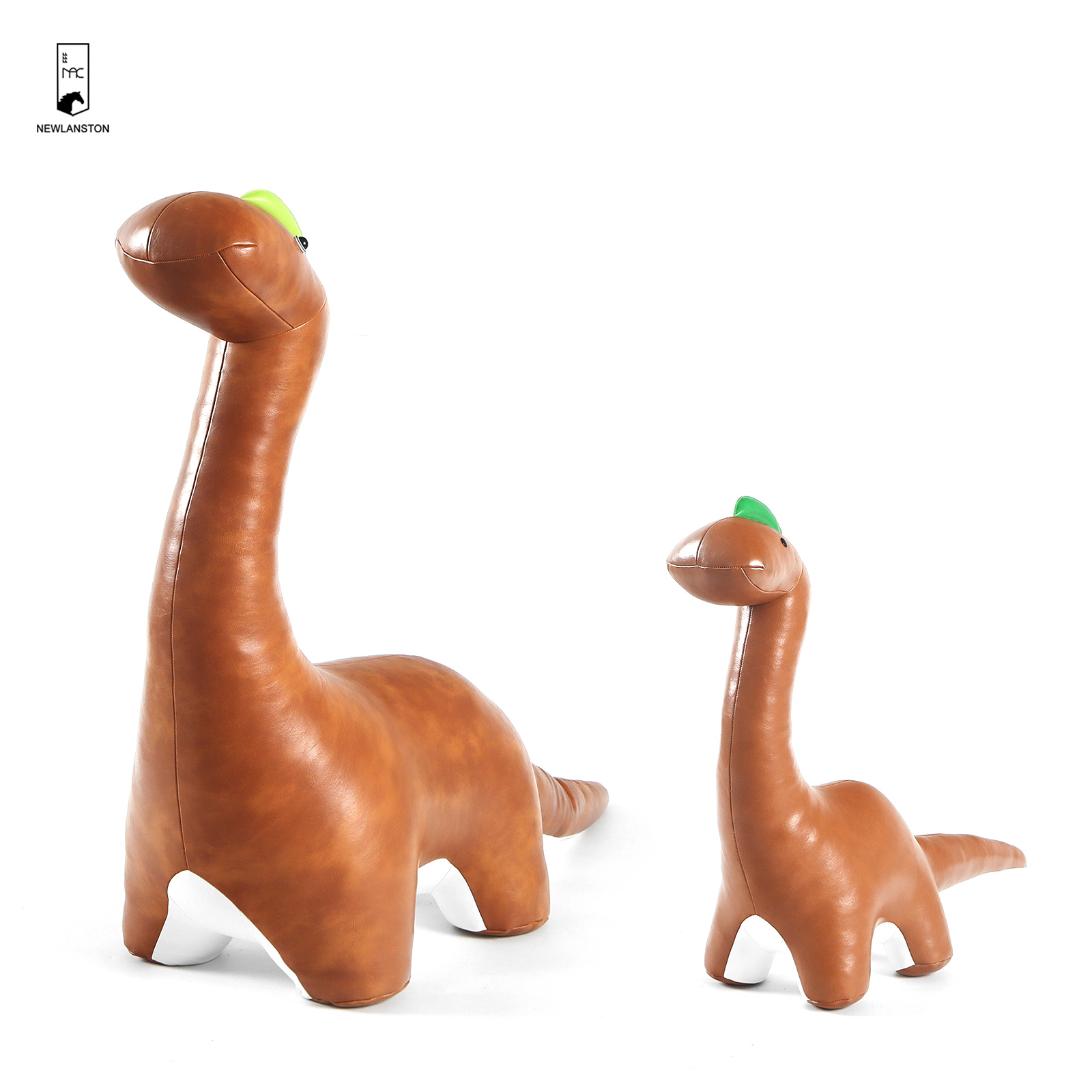 Brown Dinosaur Shape Safety Door Stop PU Leather Sand Filled Decorative Animal Weighted Door Stopper