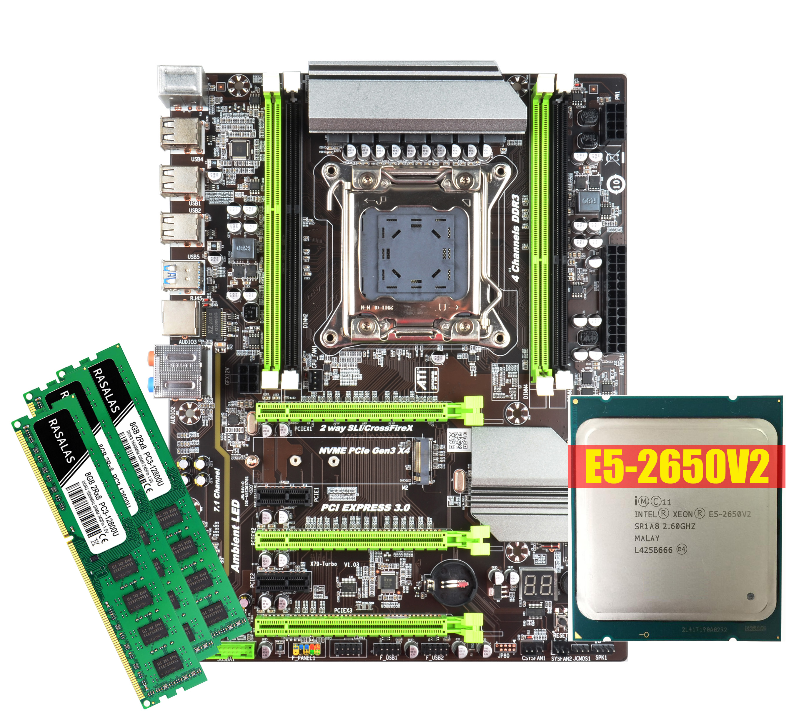 Комплект материнской платы X79 с LGA2011, комбо Xeon E5 2650 V2 CPU, 16 Гб памяти, Серверная оперативная память