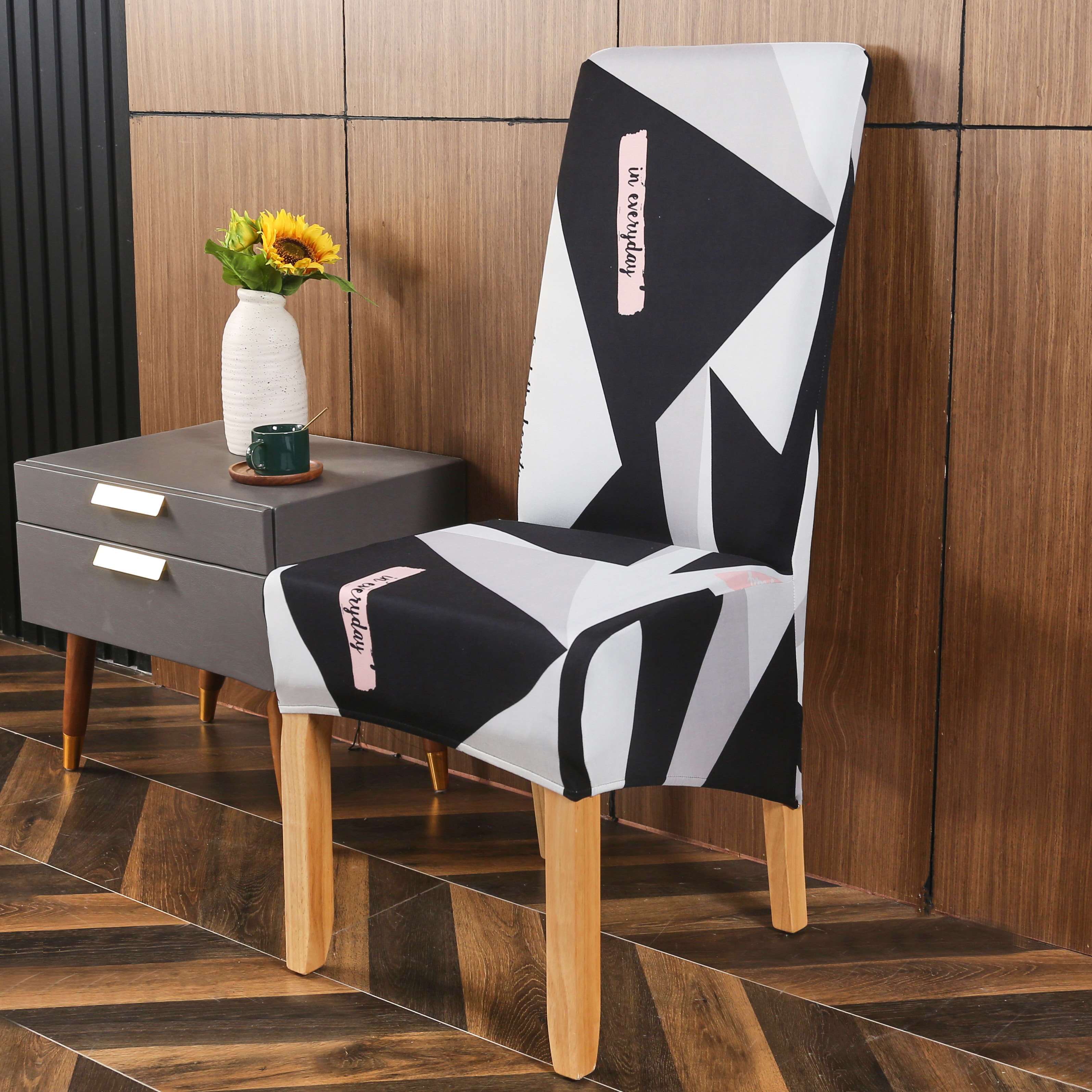 Custom Printing Black And Gold Desk elastic polyester spandex Chair Cover For Holidays