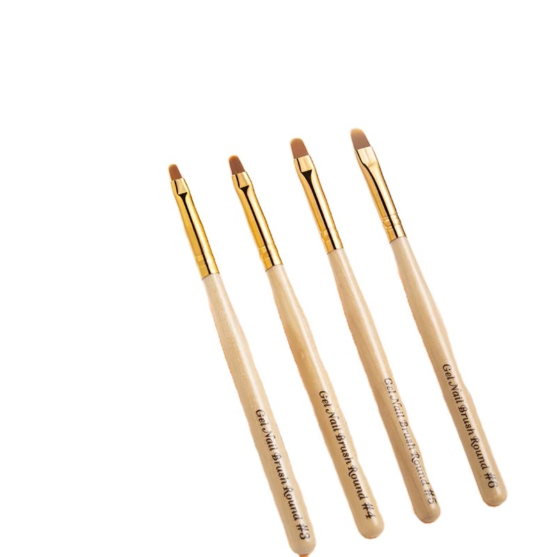 4pcs Wooden Handle Nail Brush Gel Brush Art Brush with Dotting Tool for Manicure