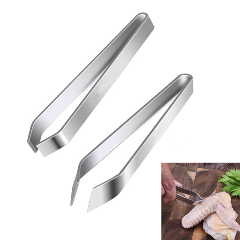 2 Pieces Stainless Steel Flat and Slant Fish Bone Tweezers for kitchen