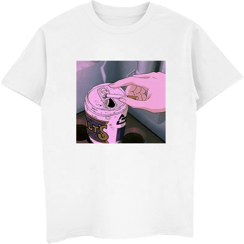 Wholesale Sad Anime Vaporwave T-Shirt Aesthetic Japan Otaku T-Shirt Male Casual T Shirts 100% Cotton Short Sleeve Tees