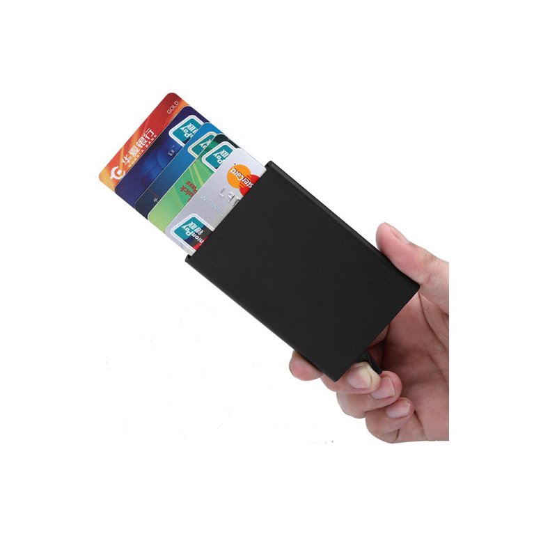 YOUYUE держатель кредитной карты RFID Блокировка Pop Up Кошелек Алюминиевый Чехол для карт безопасности для мужчин и женщин Вмещает 5 карт
