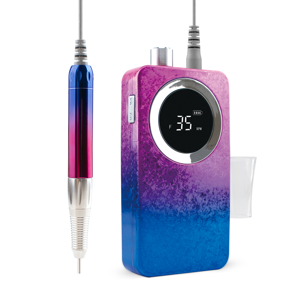 2021 Brilliant Gradient Blue/Red Color 35000rpm Rechargeable Brushless Motor E File Nail Drill for High-end Nail Market