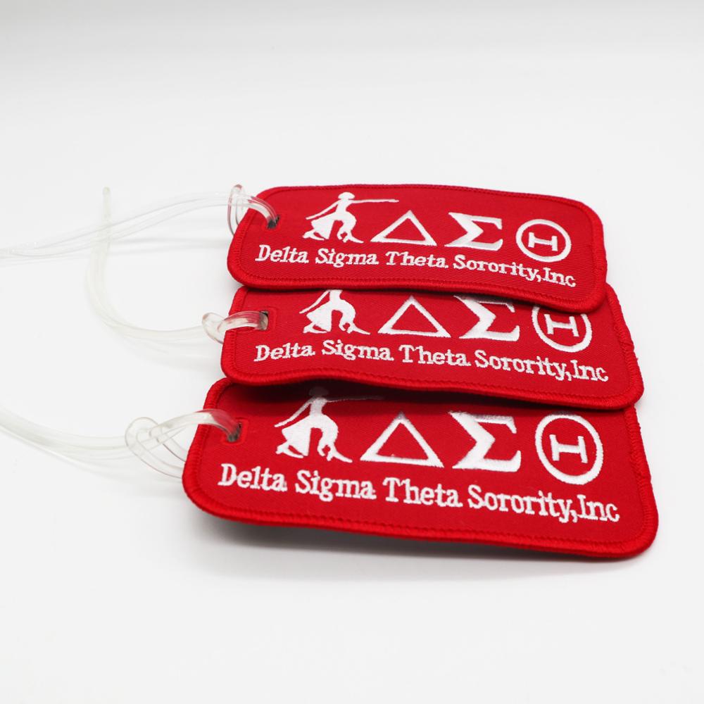 Готов к отправке Red Delta Sigma Theta, вышитая бирка для багажа/бирка для багажа для авиакомпаний, круизных отелей