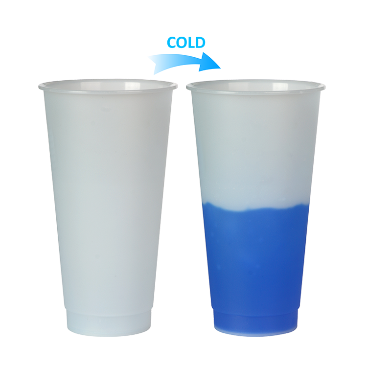 120pcs/lot Stock clear to 24oz pp cold color changing reusable plastic cup Magic Tumblers Birthday Gifts