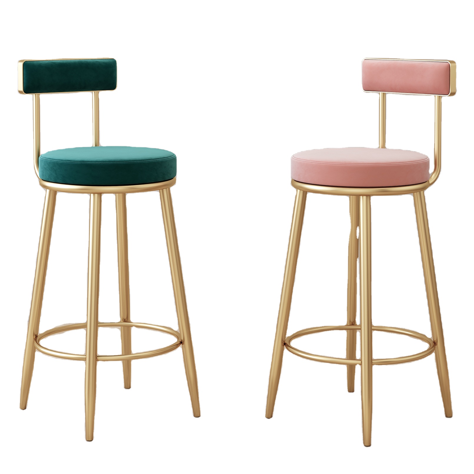 Bar Chair Home Tall Nordic Metal Luxury Gold Velvet Kitchen Leather High Modern Cheap Stools Chair Bar Furniture For Bar Table