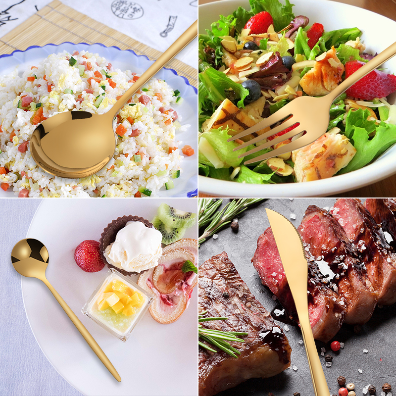 Amazon hot sale gold rose gold 24pcs cutlery set tableware stainless steel spoon fork spoon knife with case