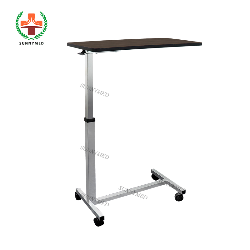 SY-R083 factory price Hospital Overbed Table Gas-Spring Folding Height Adjustable over bed table