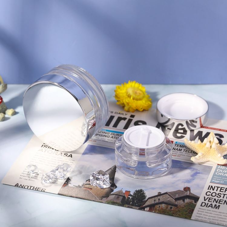 15ml*2 35ml*2 High Quality Double Chamber Glass Cream Jar New Design Luxury clear empty glass cosmetic cream jar with lid