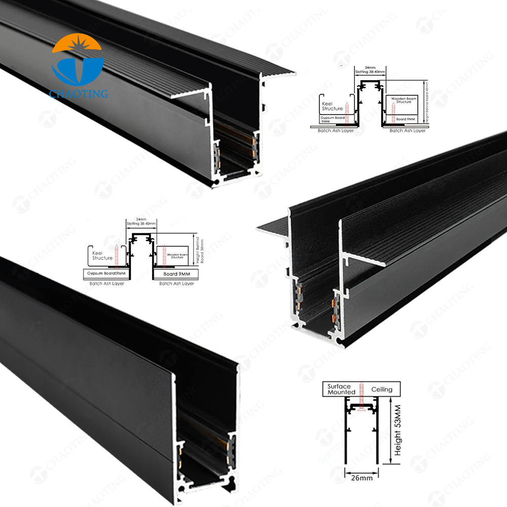 Surface Embedded Mounted Smart Dimmable Led Track Lamp Dc48V Magnetic Linear Track Spotlight Track Lighting Rail System