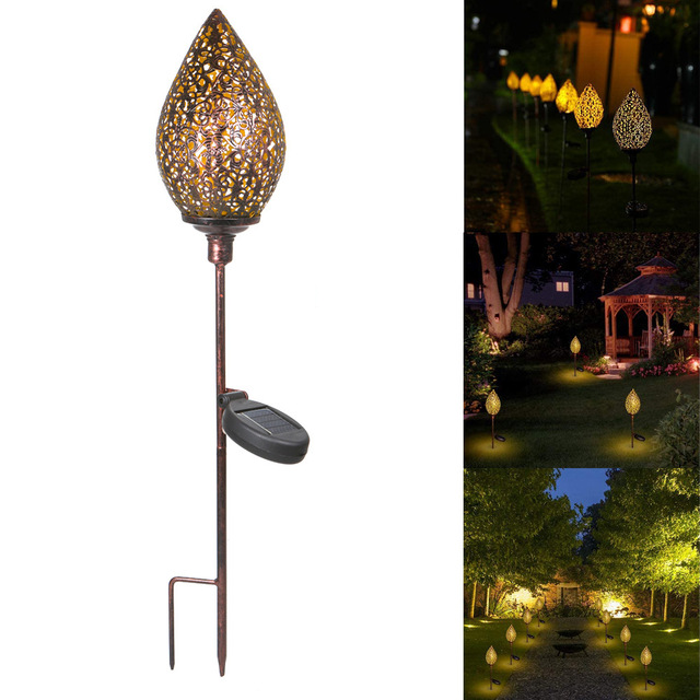 2021 new solar outdoor water drop wrought iron chandeliers outdoor solar led decoration garden lawn lights