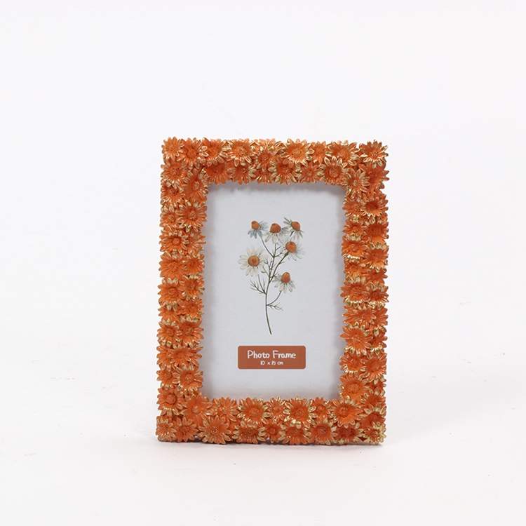 Decoration Polyresin Large Glass Photo Frames Picture Frames With Daisy Design
