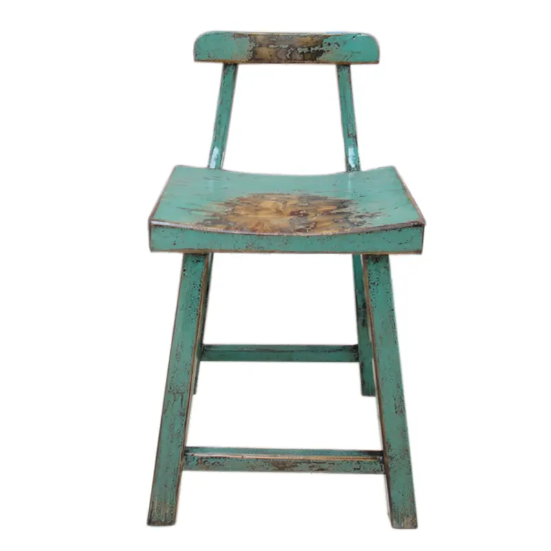 Solid wood Antique Vintage Bar Stool Chair Hand-made old colored chairs