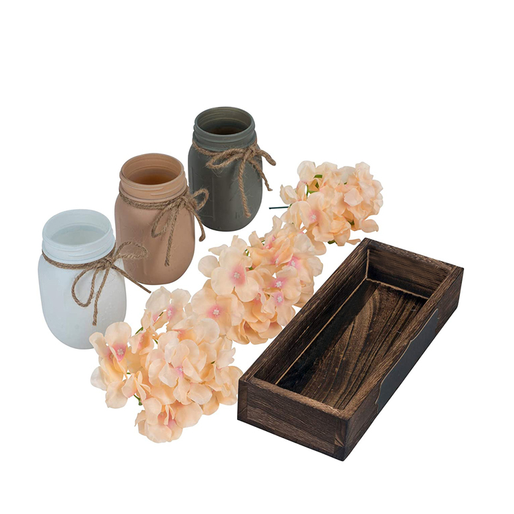 Декоративный деревянный поднос Mason Jar Centerpiece с 3 окрашенными банками Искусственные цветы деревенский фермерский Декор для дома