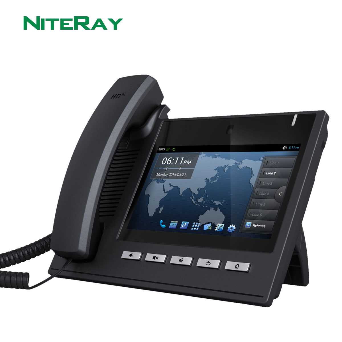 6 SIP линиями, Android 4,2 VoIP Беспроводной видеодомофон телефонная система с 7 "TFT 800X480 сенсорный экран Поддержка видео звонок