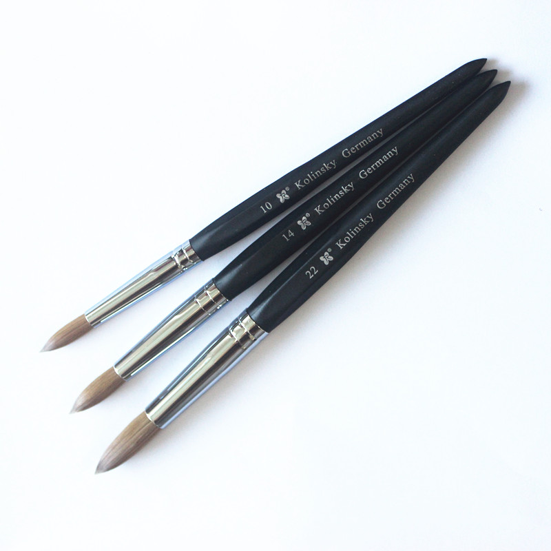 Black acetoneproof pure kolinsky Acrylic handle short handle nail brush