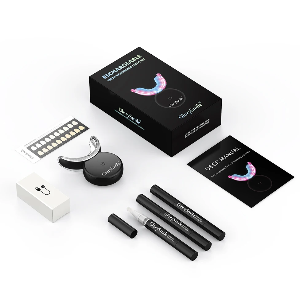 GlorySmile Teeth Whitening Kit Private Logo Non Peroxide Wireless Blue Light Professional Teeth Whitening At Home