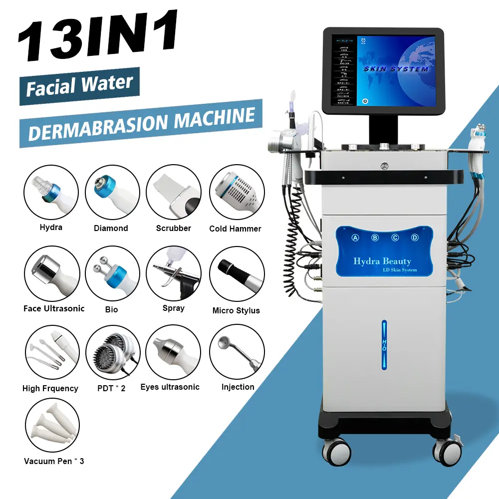 13 in 1 professional microdermabrasion machine hydra facial machines oxygeneo facial  diamond hydrafacial machine