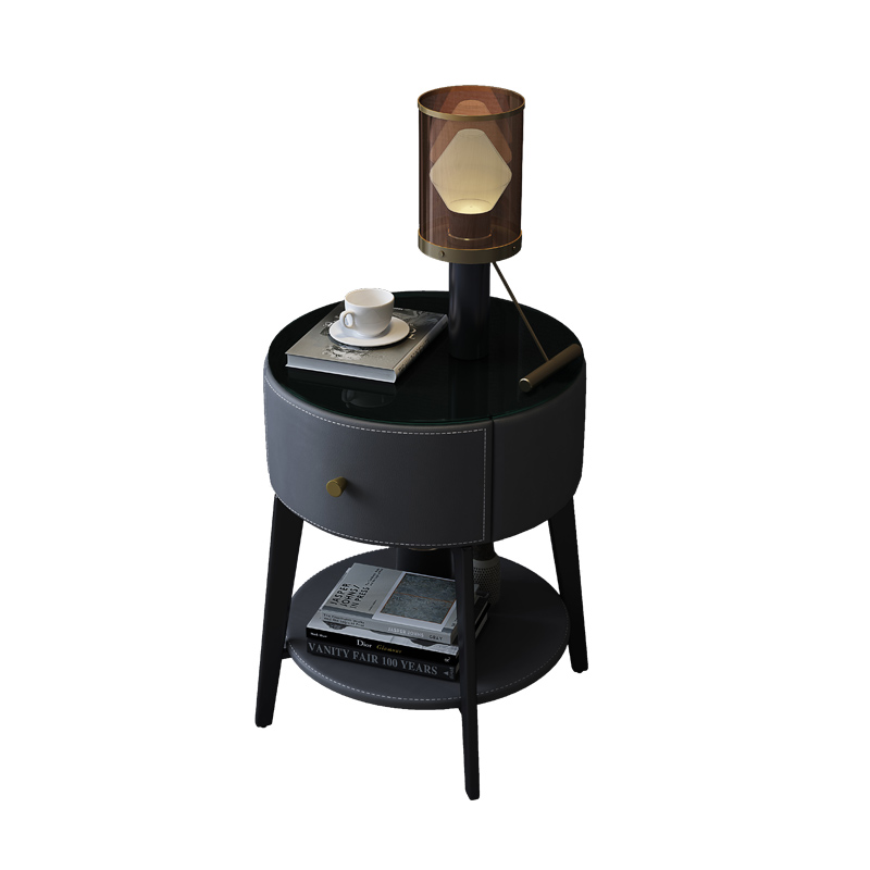 SITU furniture morden round wood night stand smart bedside table with drawer for bedroom