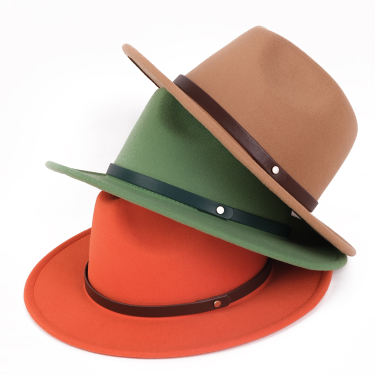 New Style Polyester Women Female Custom Logo Wide Brim Fedora Felt Hat