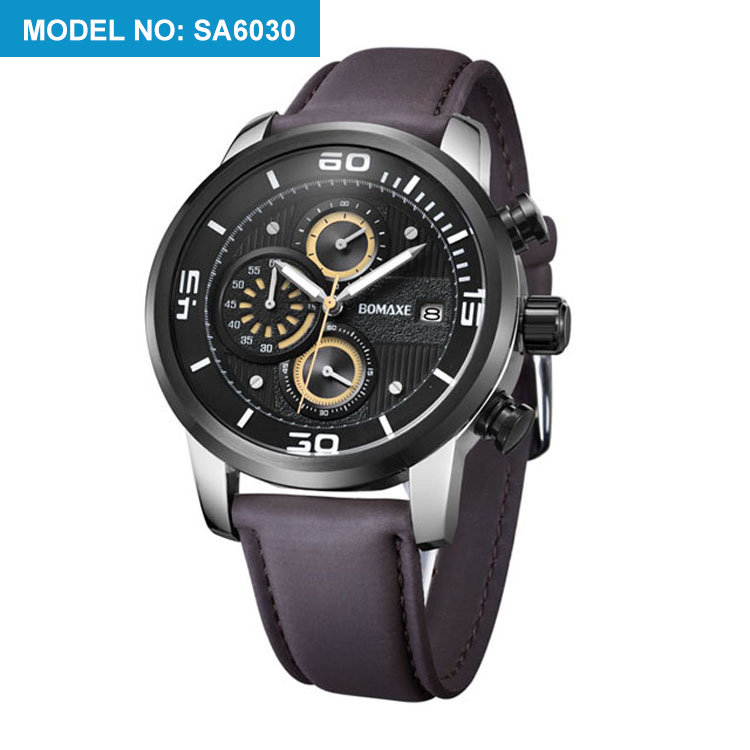 Luxury Japan Movement Water Resistant Chronograph Multi Functional Custom Leather Belt Wrist Watches