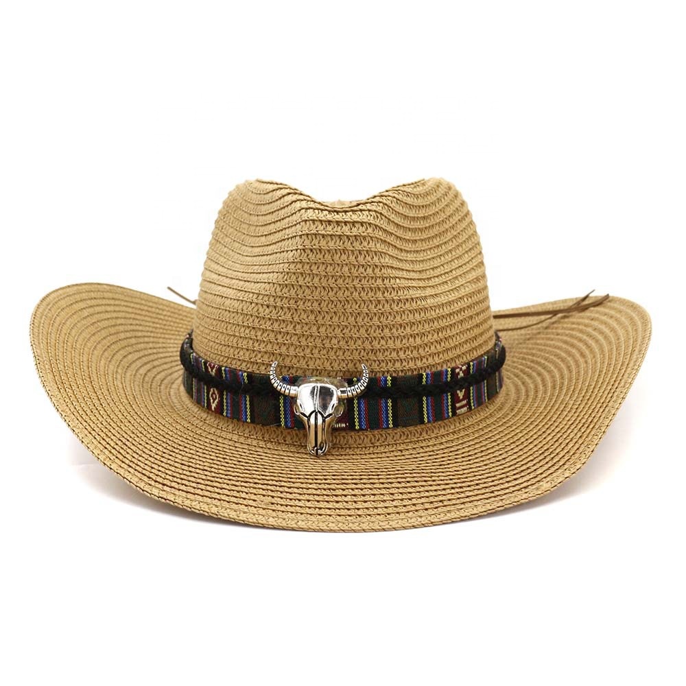 Cowboy Hat 100% Handmade Summer Straw Hats Men Western Sombrero Hombre Sun Cowboy Beach Sun Hat With Good Package