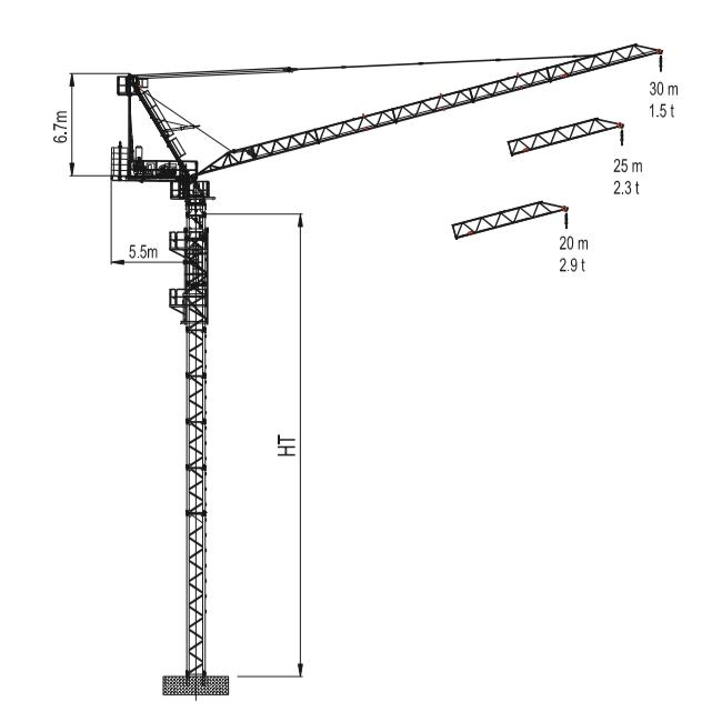 Professional Manufacture Excellent Lifting Performance Construction Small Jib Luffing Tower Crane