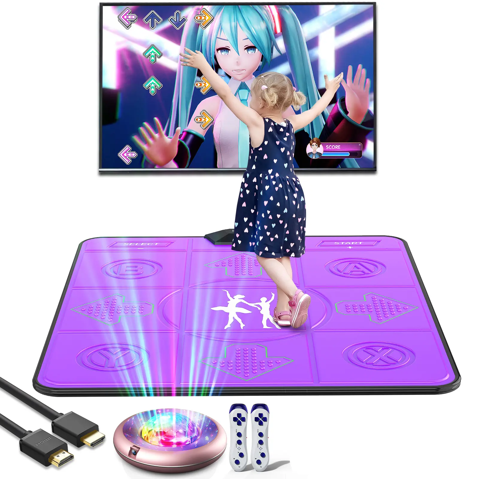 HDMI TV Computer Wireless Dance Mat Game for Adult Kids Boys Girls Dance Floor Portable Musical Blanket Pad