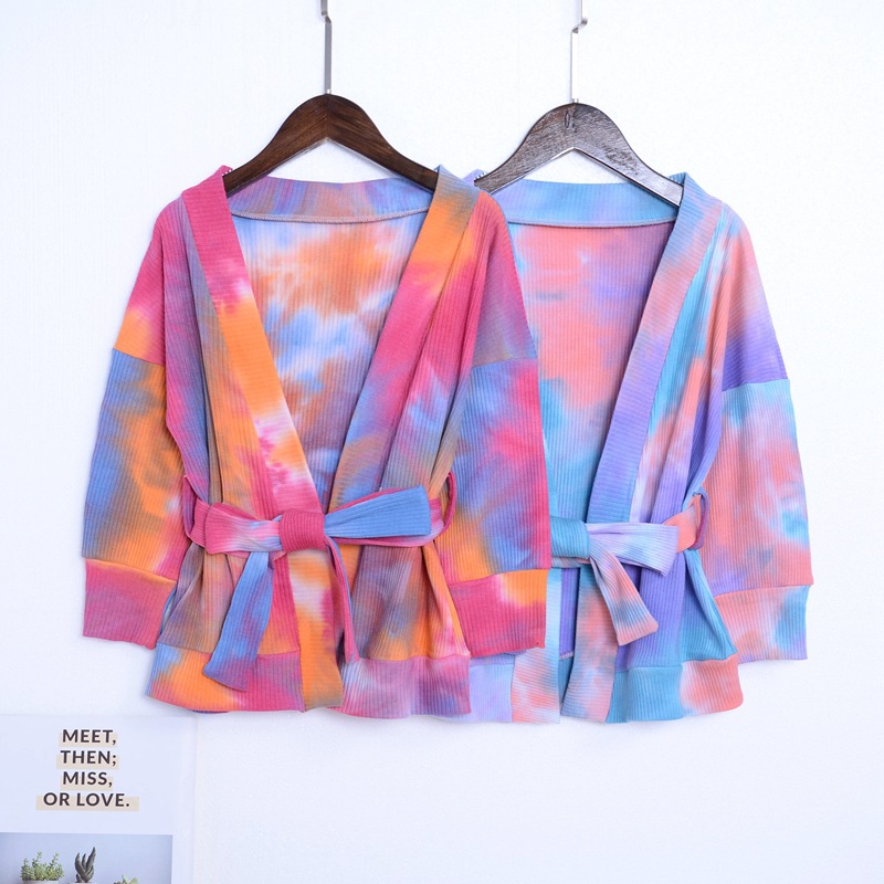 2021 Baby Girl Tie-dye Cardigan 2 Styles Soft Toddler Kids coat jaclet Spring Autumn Tops 1-6Years