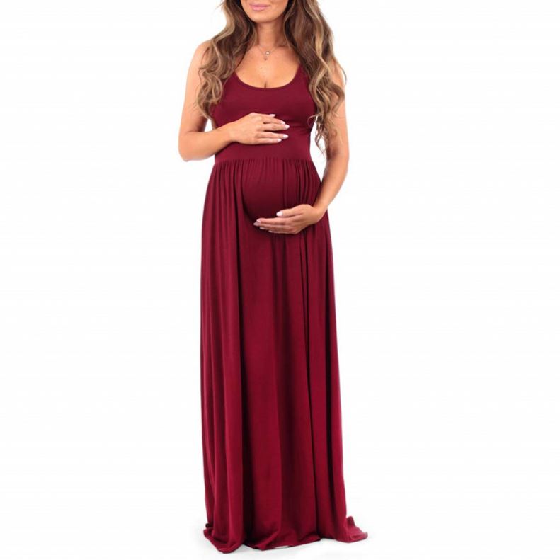 Women's Ruched Sleeveless Maternity Dress Pregnancy Dress